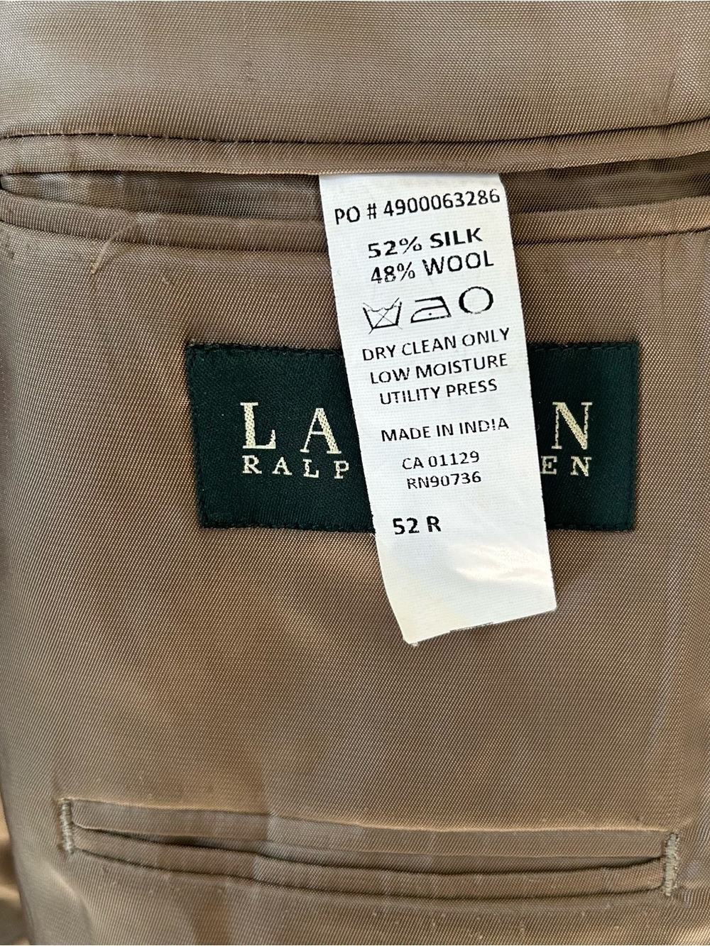 Lauren Ralph Lauren Sport Coat Blazer Men’s 52R Brown Silk Wool Two Button USA - Picture 6 of 9